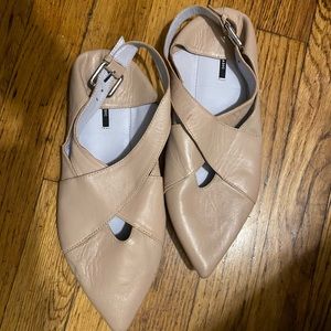 ZARA leather ankle strap flats